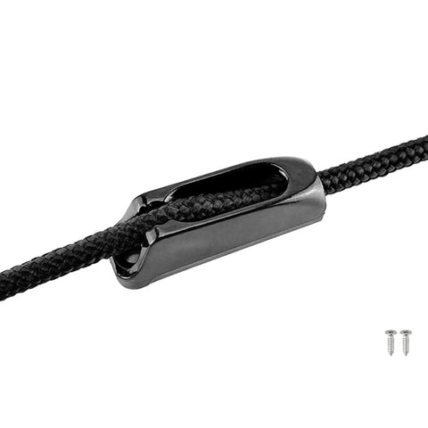 Industrial Grade Kayak and Canoe Nylon Self Lock Rope Tensioner Cleat for Boats, Durable Runner Clam Cleat Cord Lock, 2 Pack Spare Parts for Saltwater Use, Heavy Duty Self Lock Rope Cleat Fits Cords Up to 4mm, black nylon cleat with rope and screws