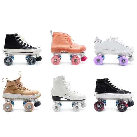 Variety of quad roller skate plate set built from lightweight aluminum alloy with adjustable height brake wheel truck for indoor skating
