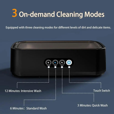 Beast Mode Ultrasonic Jewelry Cleaner 48KHz 22oz Upgraded 2025 Model controls with three on-demand cleaning modes