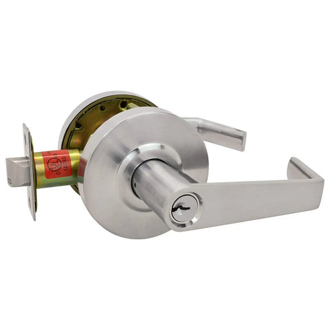 Grade 2 Heavy Duty Cylindrical Lever Lockset ADA UL Listed Satin Chrome US26D Entry Reversible For Left Or Right Doors Backset