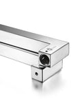 Heavy Duty 12 Inch Stainless Steel Push Pull Door Handle For Commercial Use 304 SUS Stainless 1.2mm Thick Wall Mirror Chrome Finish Square Rectangle Shape Deep Engagement Mounting Standoffs With Hex Screws For Easy Install, close-up corner