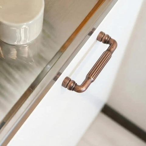 Antique Copper Cabinet Pulls Six Pack With 3 Inch Hole Centers Vintage Fluted Bar Drawer Handles Zinc Hardware For Kitchen Cabinets