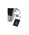 Heavy Duty 2TB USB 3.0 External Hard Drive Featuring 256 Bit FIPS Hardware Encryption And Integrated Keypad Pin Lock connected to a laptop.