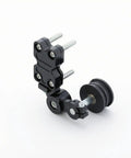 Custom Shop Quality Heavy Duty Motorcycle Chain Adjuster Roller Wheel Tensioner Machined Aluminum Body side view with black finish.