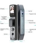 Heavy Duty Smart Door Lock Boasting Fingerprint Recognition App Control Set Password And IC Card Access For Seamless Auto Unlock front view with LCD display and handle