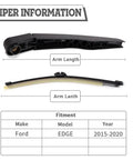 Heavy Duty Rear Windshield Wiper Arm And Blade Kit For Ford Edge 2015 To 2024 displaying arm length information and fitment details.