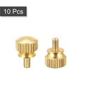 M3x6mm Brass Knurled Thumb Screws, Knobby Step Grip Shoulder Bolts in pack of 10, heavy duty electronic fasteners for PC hardware.