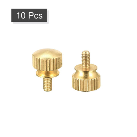 M3x6mm Brass Knurled Thumb Screws, Knobby Step Grip Shoulder Bolts in pack of 10, heavy duty electronic fasteners for PC hardware.