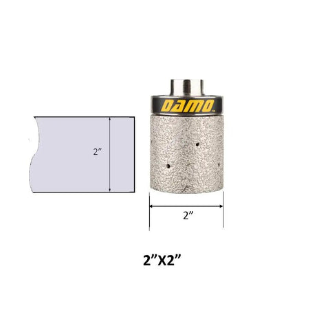 2x2-Inch 90 Degree Diamond Grinding Drum Wheel Coarse Grit With 5/8-11 Thread For Shaping Inside Circles Arcs And Sink Hole Cutouts Vacuum Brazed Tech For Granite Concrete And Marble Edges Wet Or Dry Use Up To 4000 RPM