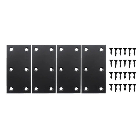 4 Pack Flat Straight Brace Brackets For Furniture Wood Shelves And Cabinets In Black Stainless Steel Mending Plate With Mounting Screws