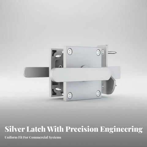 KiBcsLic Heavy Duty Sliding Bolt Gate Latch-Weather Resistant, Latch with Double-Sided Handle, for Gates, Wooden Fences, Homeowners, Black, displaying a silver latch with precision engineering.