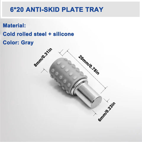Heavy Duty 30 Pack Locking Cabinet Shelf Pins Deliver Dead Sure Hold And Zero Hang Ups On 6 Millimeter Holes, gray steel and silicone anti-skid plate tray.