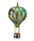 Hot Air Balloon Solar Lantern With LED Lights Hanging Outdoor Lamp Waterproof And Portable For Garden Patio And Pathway Made Of Metal And Glass In Green Large For Yard Vibes