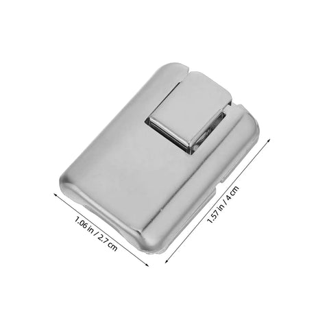 8 Pack Silver Metal Box Clasps With Spring Loaded Center Latches lockable latch for jewelry boxes, dimensions labeled
