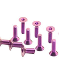Pro Level M3 Gr5 Titanium Alloy Flat Countersunk Hex Socket Set Screws Coated In Durable Rainbow Finish For Snug Fits And Rapid Project Buildouts On Any Rig Or Machine Setup, purple finish.