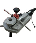 Heavy Hitter Electric Pipe Bender 4000 Series Handles 14-28mm Tubing view with dial and clamp, ideal for precise metal bending.