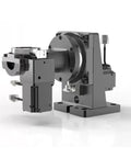 Built Like A Tank With Smooth Servo Operation And Dead Nuts Accurate Indexing This Heavy Duty Hollow Rotary Table side view showing motorized components.