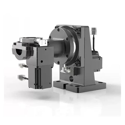 Built Like A Tank With Smooth Servo Operation And Dead Nuts Accurate Indexing This Heavy Duty Hollow Rotary Table side view showing motorized components.