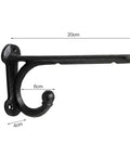 Heavy Duty Iron Decorative Shelf Bracket With Hook, Antique Style Wall Mount, 20cm long, 10.5cm high, side view