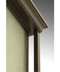 Close-up of frame detail in Antique Bronze on Endicott Collection 1-Light Outdoor Wall Lantern with Etched Umber Linen Glass