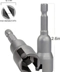No Sweat Wing Nut Driver Drill Bit Socket Tool With Quarter Inch Hex Shank For Power Drills shown with dimensions 2.6in long.