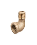 Top Shelf Solid Brass Street Elbow Pipe Fitting 1 1/4 Inch 90 Degree NPT Female Male Connection Class 125 with threaded ends.