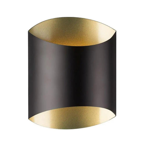 Modern Black 9W LED Wall Sconce, 10 Inch Tall by 8 Inch Wide, Energy Efficient Indoor Lighting, elegant curved design