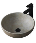 USZWBY Round Bathroom Vessel Sink - Modern Countertop Washbasin for Indoor & Outdoor Use Stylish Household Vanity Basin with black faucet.