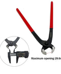 Heavy Duty Ear Clamp Pliers Kit With 12 Piece CV Boot Clamp Set, showing pincer crimp tool with maximum opening of 29.6mm.