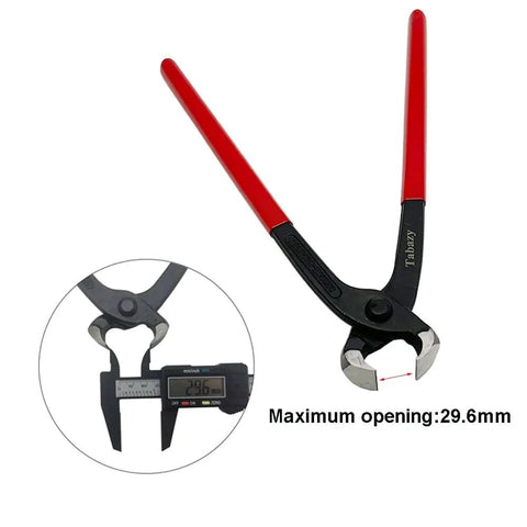 Heavy Duty Ear Clamp Pliers Kit With 12 Piece CV Boot Clamp Set, showing pincer crimp tool with maximum opening of 29.6mm.