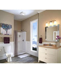 Ventilation Fan With Light For Bathroom, 70 CFM Quiet Exhaust installed on ceiling in modern bathroom interior