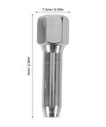 Two Piece Beefy Steel Grease Nozzle Couplers With Universal Compatibility, close-up of metal nozzle with dimensions labeled