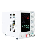 Rock Solid Linear DC Power Supply With Low Ripple For Clean Pure DC Output To Electrical Gear Includes Overvoltage Overcurrent Short Circuit And Overheat Protection Ventilated Case With Heat Dissipation Holes For Reliable Load Power, white benchtop unit