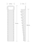 Diagram showing dimensions of Red Stubby Wrench Holder for 14 Tools, Fits 6-19 mm Stubby Combination Wrenches, Nonslip Grippers