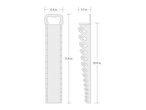 Diagram showing dimensions of Red Stubby Wrench Holder for 14 Tools, Fits 6-19 mm Stubby Combination Wrenches, Nonslip Grippers