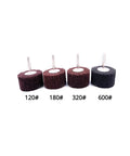 Complete 4-Piece Non-Woven Buffing Wheel Set For Drills With 120 180 320 600 Grit Polishing Wheels For Metal Wood Plastic displayed