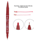 Smooth Double Ended Markers For Piercing And Art Projects, 10 Piece Set showing thick and fine tips for detailed body art.