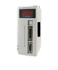 Front view of white AASD-20A servo drive with red digital display and two DB-25 connectors.