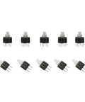 80 Piece DPDT Self Locking 6 Pin Micro Push Button Switch Set arranged on white background