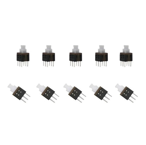 80 Piece DPDT Self Locking 6 Pin Micro Push Button Switch Set arranged on white background