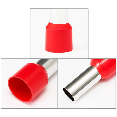 4 Gauge Wire Ferrule Kit Copper Insulated Terminals For Car Amplifier Power Cables Crimp Connectors shown in close-up view