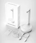 Intelligent Desktop Barrel Water Dispenser Pump, Removable Automatic Pour, BPA Free Drinking Pump With 304 Stainless Steel And Food Grade Silicone Hose, Quiet No Fuss Setup For Home Office And Outdoor Use displayed with box and cables