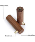 Heavy Duty Solid Brass And Walnut Wood Wall Hooks showing glossy finish and natural texture, perfect for organizing gear.