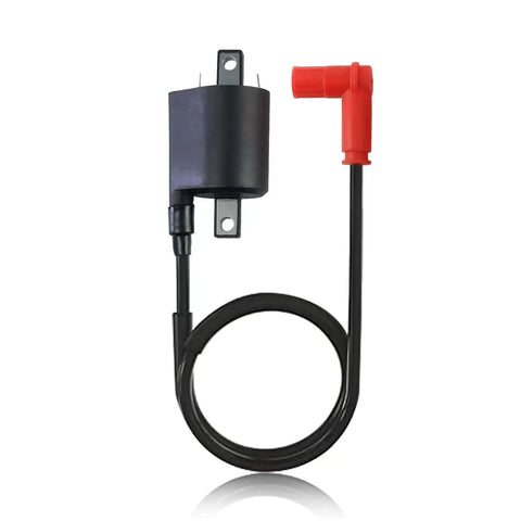 G9 Golf Cart Ignition Coil CDI Box Spark Plug Kit Plug And Play Direct Replacement For 1991 Through 1995 G9AG G9AH G9AJ G9AK G9AM OEM 99999-02368-00 J38-82310-20-00, shown with black coil and red connector.