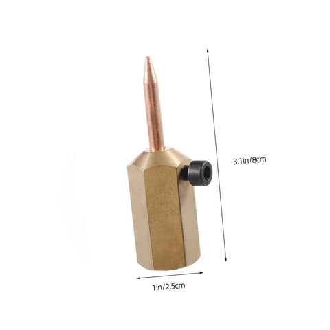 Close-up of a Seamless Electric Welding Hammer Kit component, brass and copper, part of Pro-Grade Dentless Fix Tools for Automotive Panels.