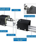 Standard Mini Wood Lathe Machine For Carving Pearl Beads And Metals Includes Speed Control Power Supply 12-24V Plus Six Wood Carving Blades With Hex Shank Fixed Needles Rotary Tool Set showing drill chuck, saw blade guard, and on/off switch.