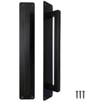 8.27 Inch Sliding Barn Door Handle Matte Black Stainless Surface Mount Kit With Full Hardware No Groove Cut Needed For Quick DIY Friendly Install Durable Modern Door Pull In One Pack Ideal For Cabinet Gates And Glass Doors, front view