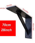 Heavy Duty Wall Mounted Shelf Brackets With Bullet Proof Triangular Steel Frame For Countertops And Floating Shelves Rust Resistant Matte Black Finish Hella Sturdy 800 Pound Load Rating Pair 70cm long, 5mm thick steel