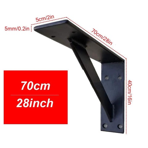 Heavy Duty Wall Mounted Shelf Brackets With Bullet Proof Triangular Steel Frame For Countertops And Floating Shelves Rust Resistant Matte Black Finish Hella Sturdy 800 Pound Load Rating Pair 70cm long, 5mm thick steel