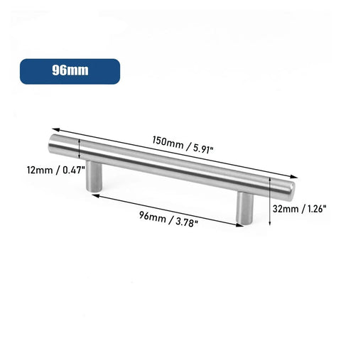 1 To 10 Piece Set Of Kitchen Cabinet Handles Stainless Steel Bar Pulls Drawer Hardware 96mm Long Sleek Dope Modern Look For Cabinets And Furniture Easy Install, 96mm handle size